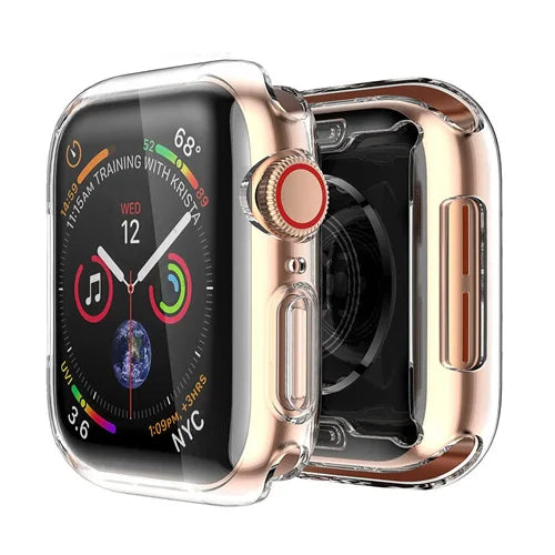 Silicone Bumper Case & Screen Protector for Apple Watch – 44mm/40mm/45mm/41mm/42mm/38mm, iWatch Series 3–9, SE, Non-Slip Guard