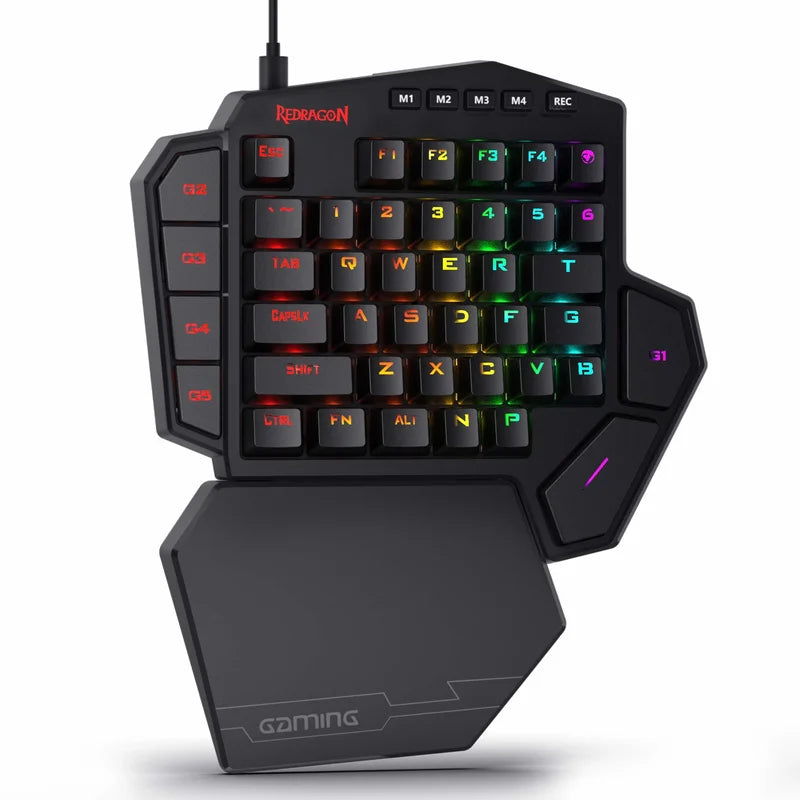 Redragon K585 DITI One-Handed RGB Mechanical Gaming Keyboard – 42 Keys, USB-C Type-C, Wrist Rest, Hot-Swappable Pro Gaming Keypad
