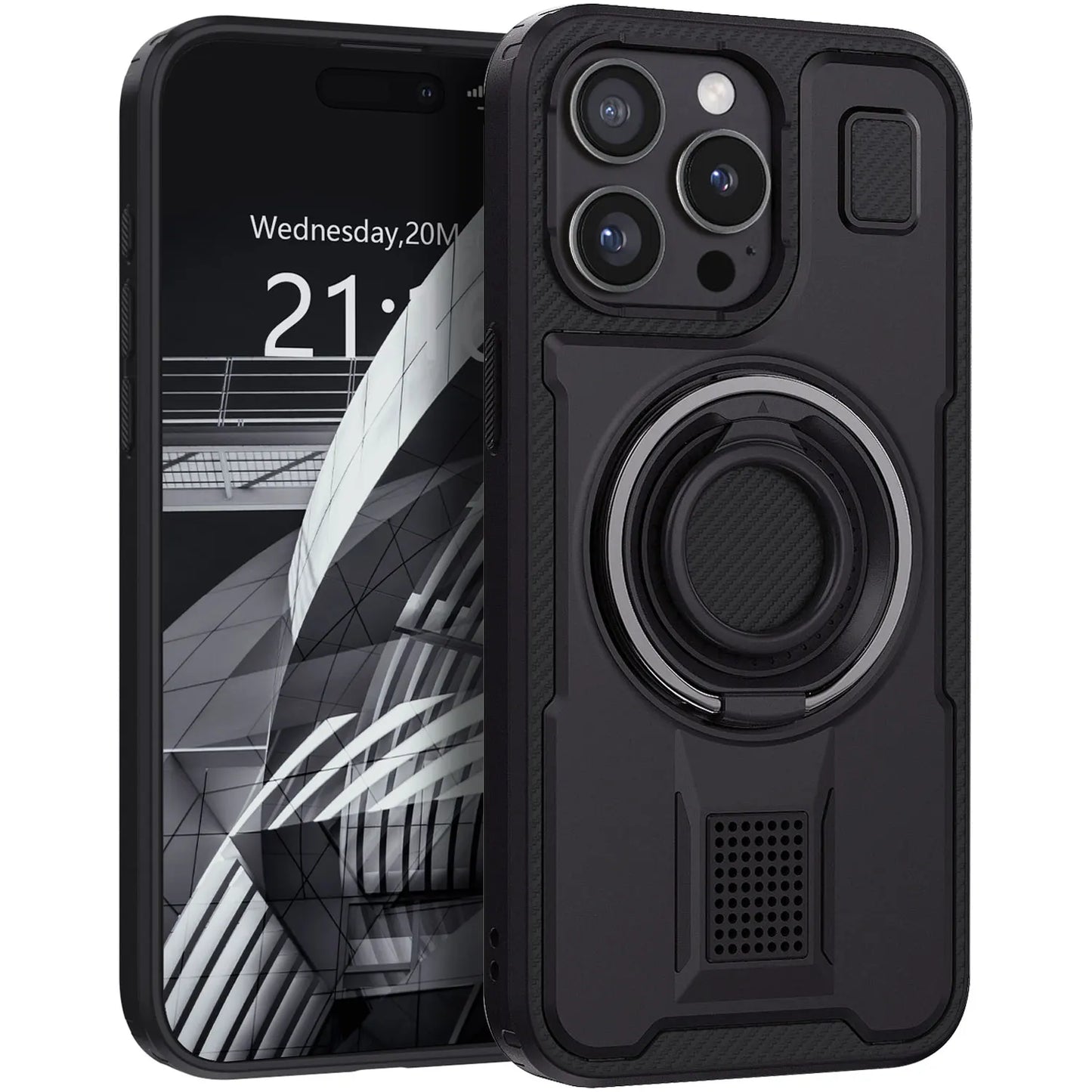 Black Hybrid Shockproof Phone Case for iPhone 14 / 14 Plus / 14 Pro / 14 Pro Max