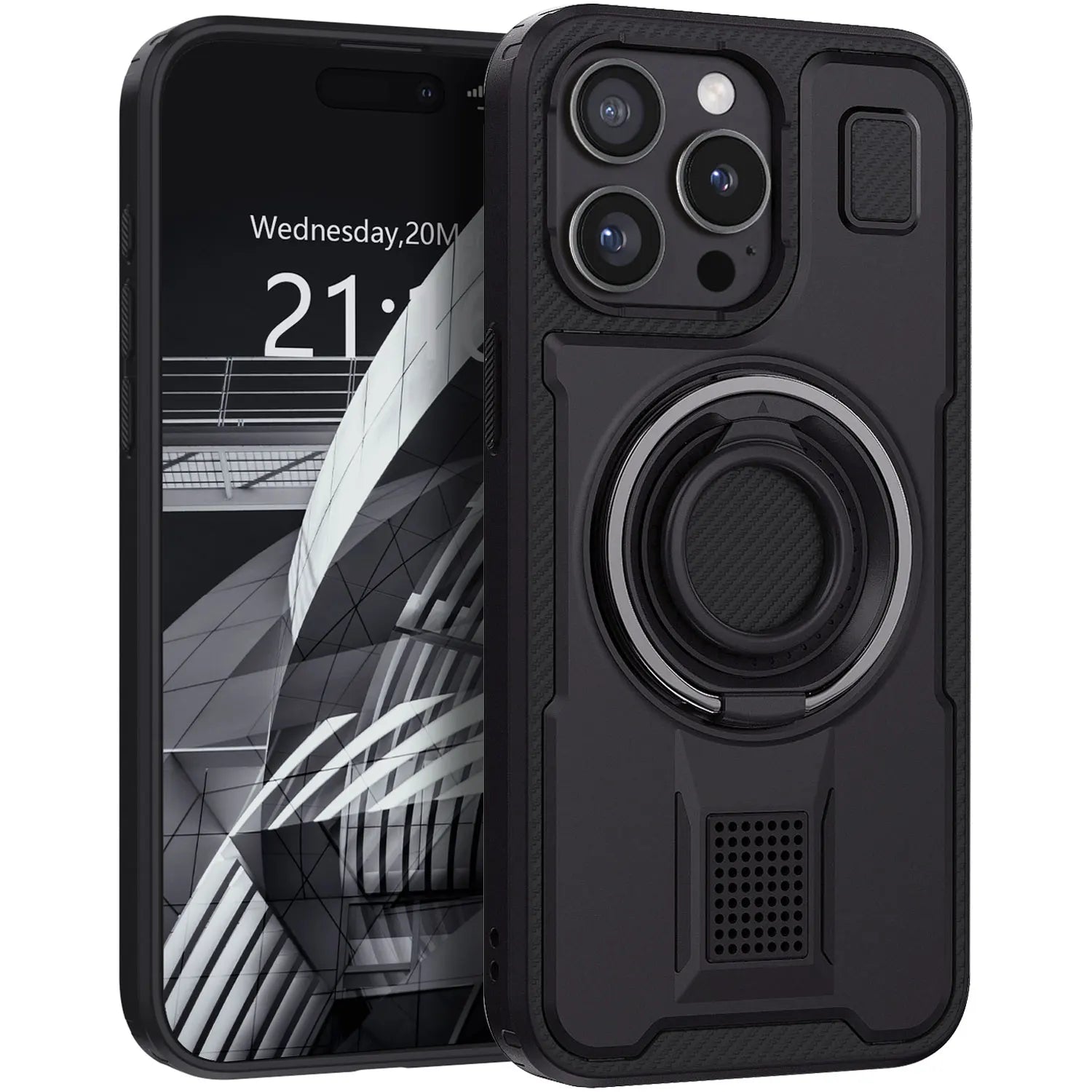 Black Hybrid Shockproof Phone Case for iPhone 14 / 14 Plus / 14 Pro / 14 Pro Max
