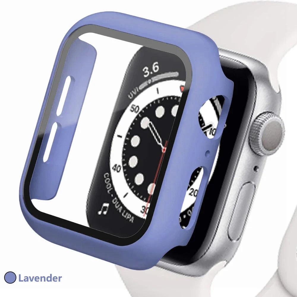 Tempered Glass Screen Protector + Case Cover for Apple Watch Ultra/SE (Series 3–8) – 41mm/44mm/45mm/49mm Compatible,  Watch Case Protector