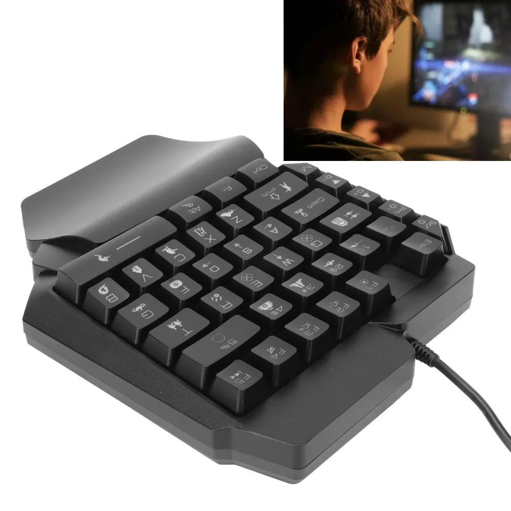 Plug-and-Play RGB Backlit One-Handed Gaming Keyboard – 39-Key USB Wired Mechanical Half Keyboard for PC Gamers