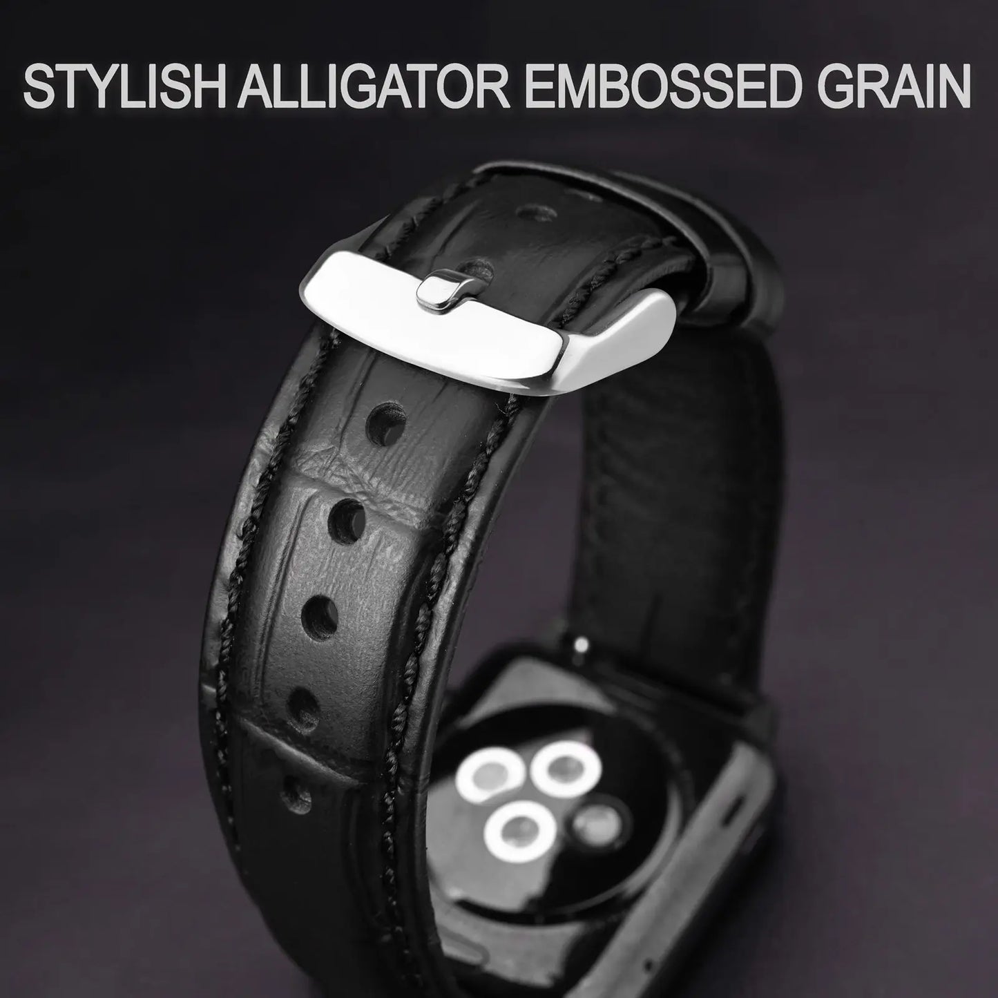 Quick Release Leather Watch Bands – 18mm/20mm/22mm/24mm Alligator Grain Calfskin Replacement Strap