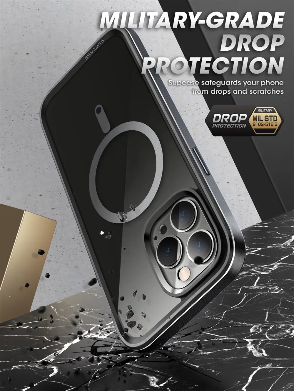 iPhone 14 Pro Case 6.1" (2022 Release) UB Edge Mag Slim Frame Clear Protective Case with Built-in Screen Protector