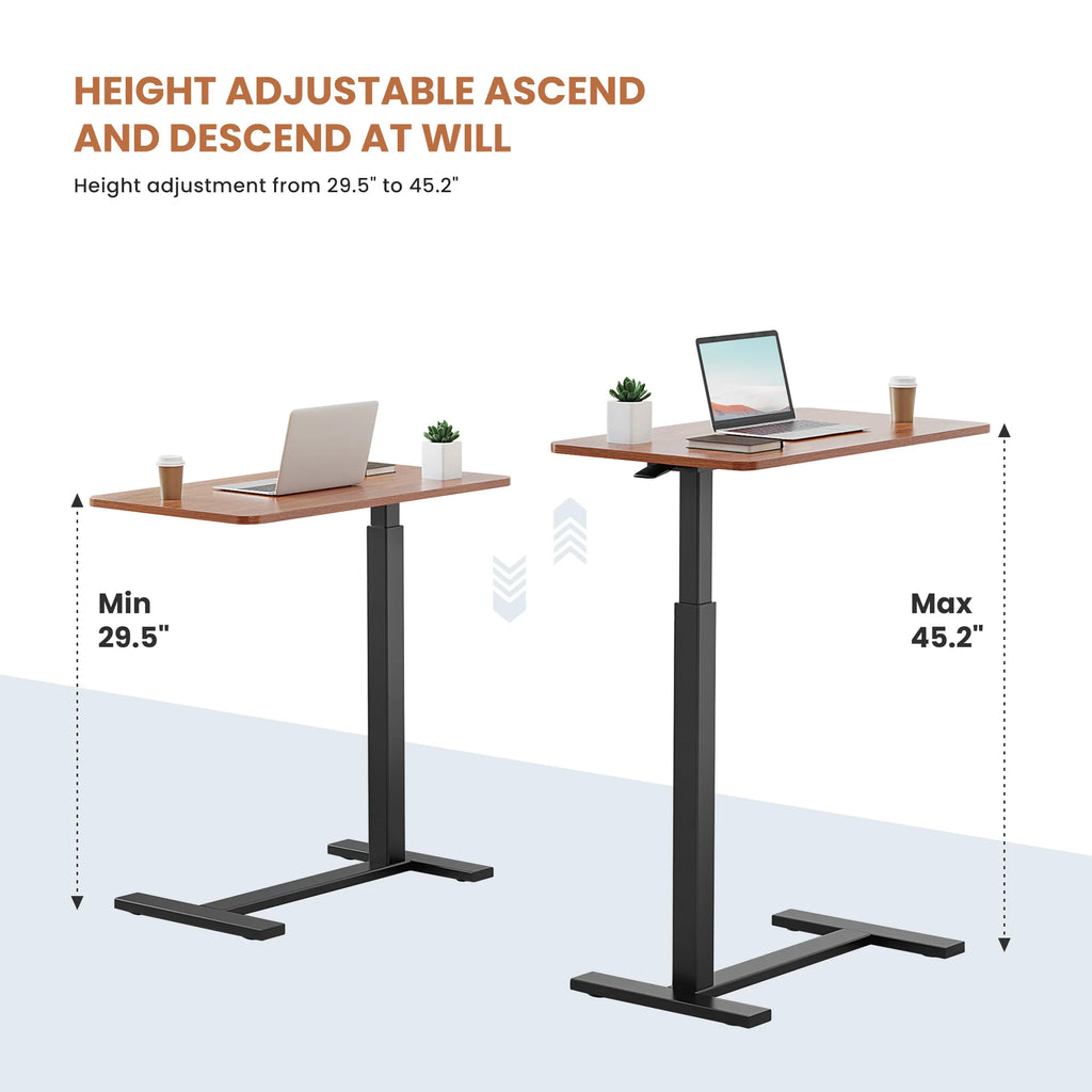 Height-Adjustable Overbed Table: Hidden Wheels & Laptop Desk