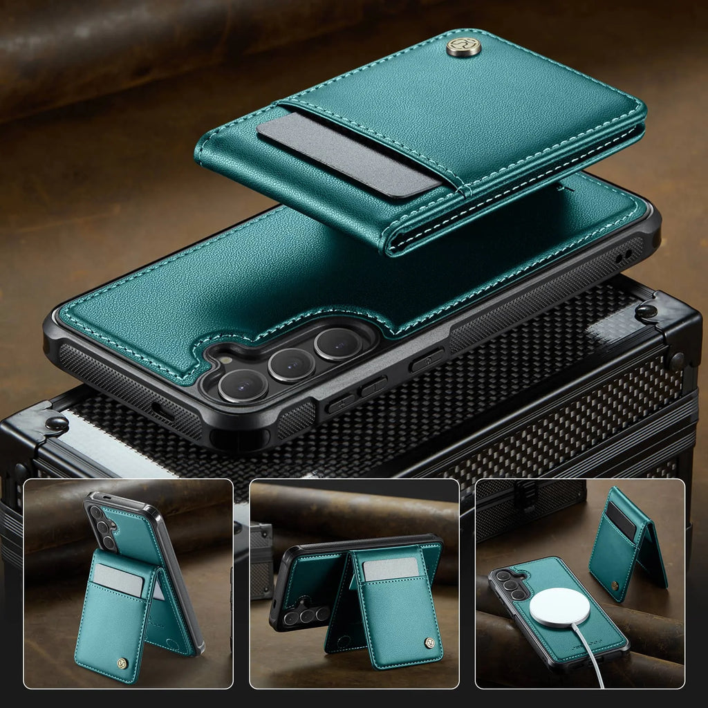 Samsung Galaxy S25/S24 Ultra Wallet Case with Detachable Magnetic Card Holder – 2-in-1 Kickstand Flip Cover with Credit Slots