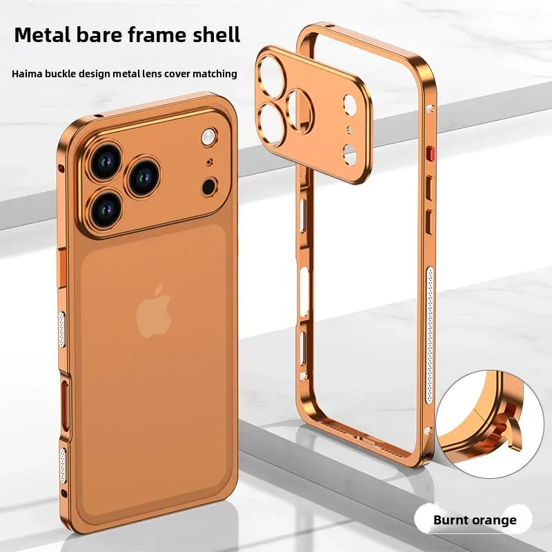 Luxury Original-Color Rugged Aluminum Alloy Slim Frame Case for iPhone 17 Pro Max / 17 Pro / 17 Air – Heat Dissipation, Anti-Drop Protective Cover