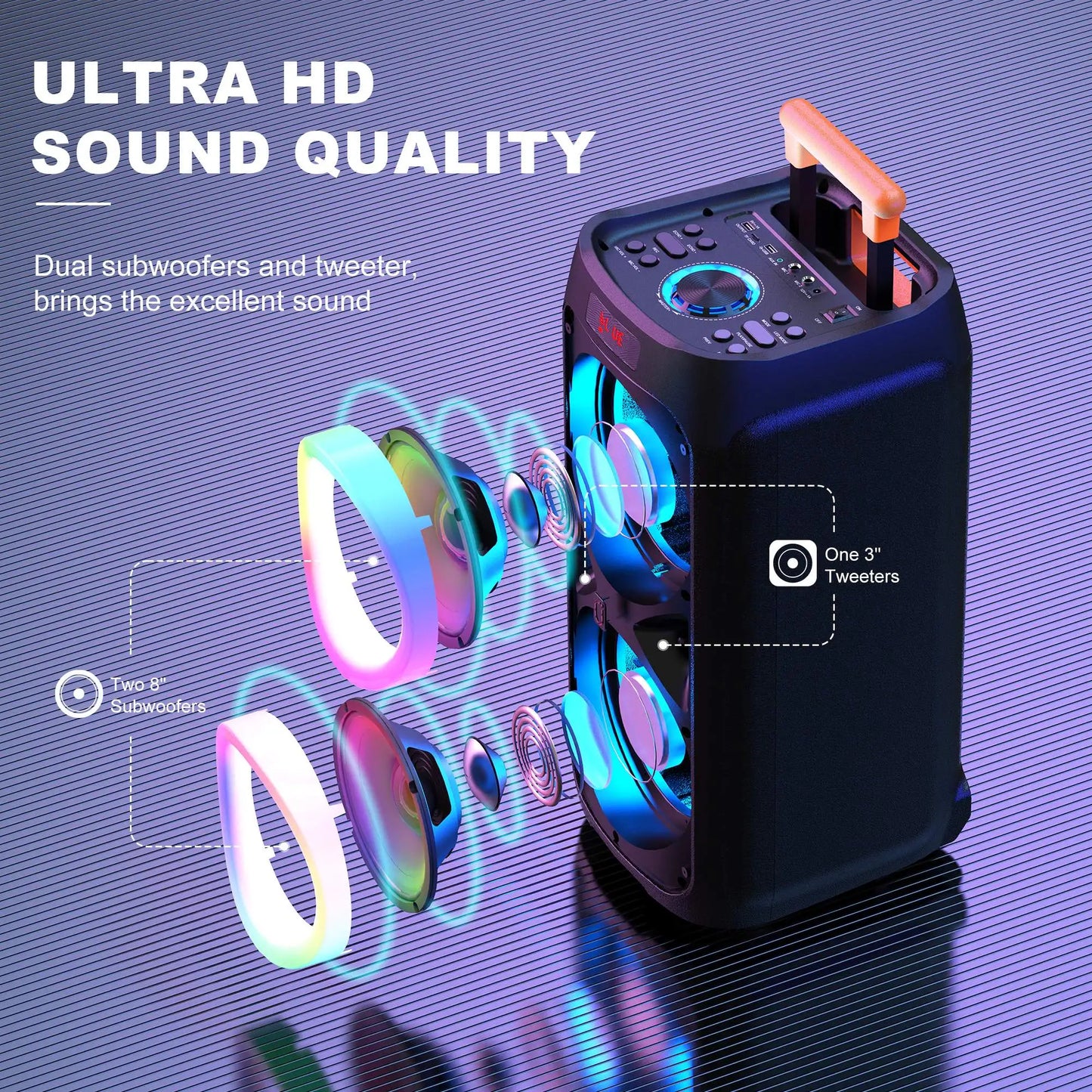 Portable Bluetooth Karaoke Machine with 2 Wireless Microphones
