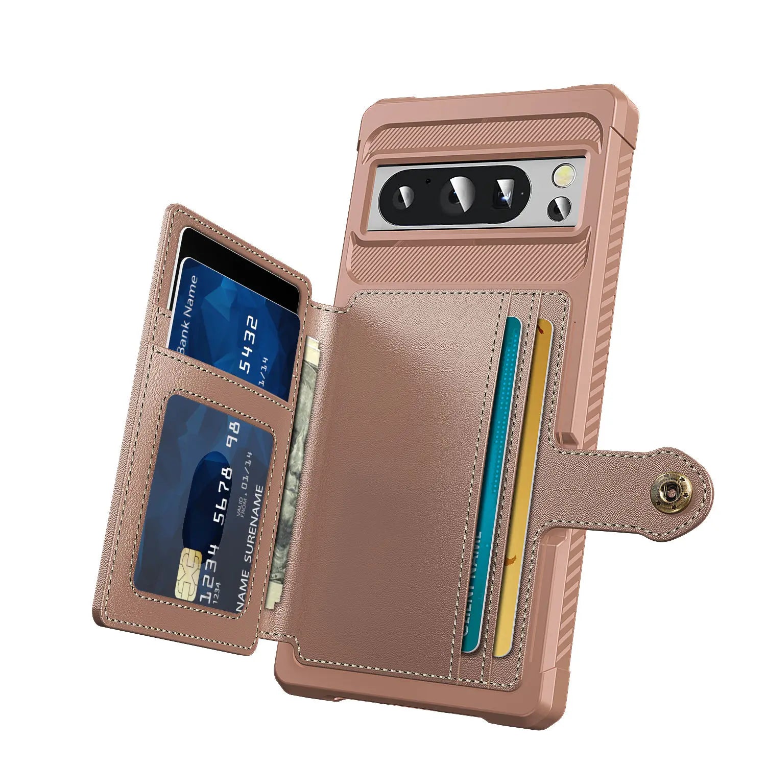 Rugged Leather Flip Wallet Case with Card Holder for Google Pixel 7 Pro, 7A, 8 Pro, and 8 — Heavy-Duty Shockproof Protective Cover