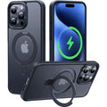Translucent Phone Case with Magnetic Ring Stand for iPhone 16 15 14 Pro Max Case Plus 12 13 11 Mobile Cases Ultra Slim Cover