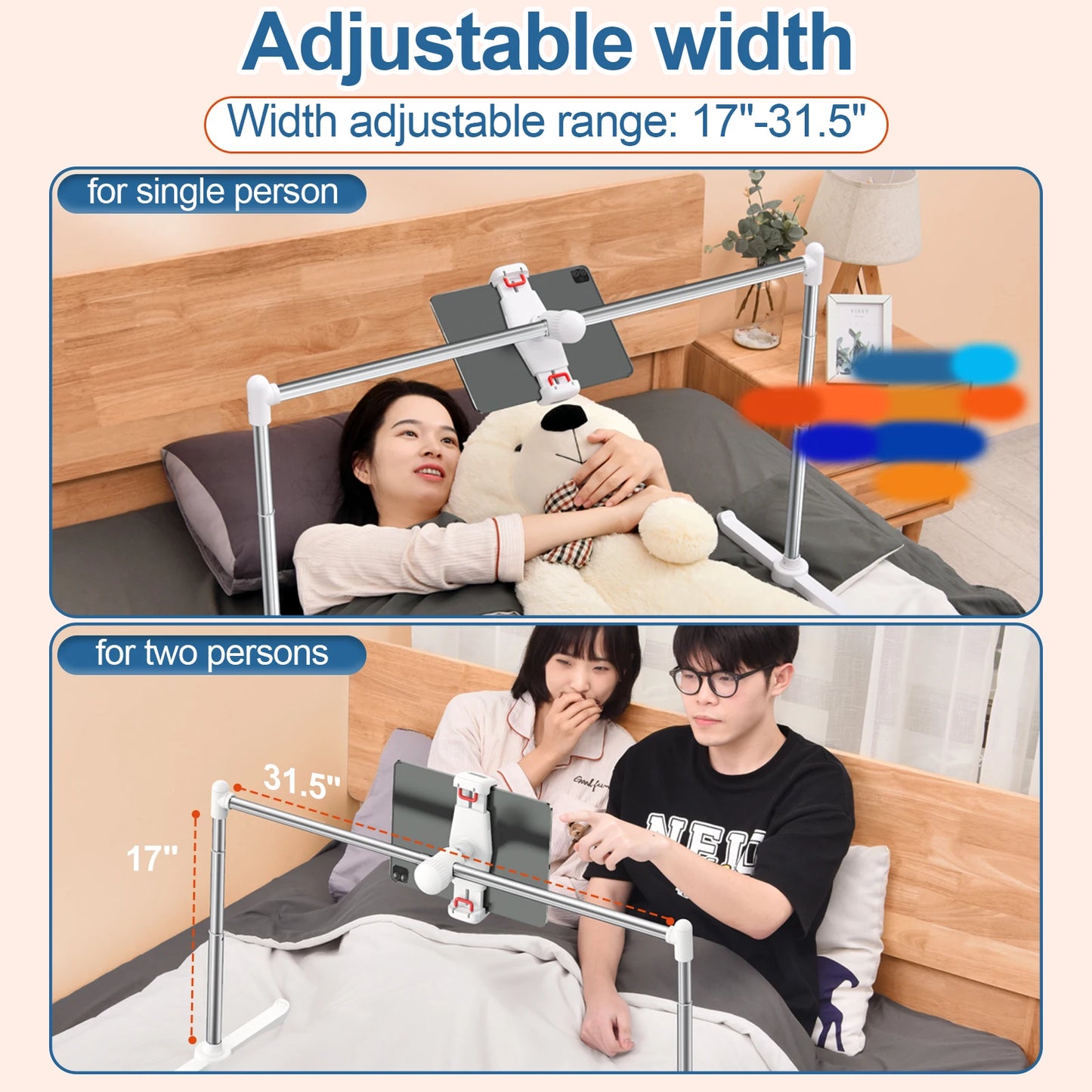 Foldable Bed & Sofa Phone & Tablet Holder – Adjustable Desktop Stand with Angle & Height, Lazy Bracket Clip