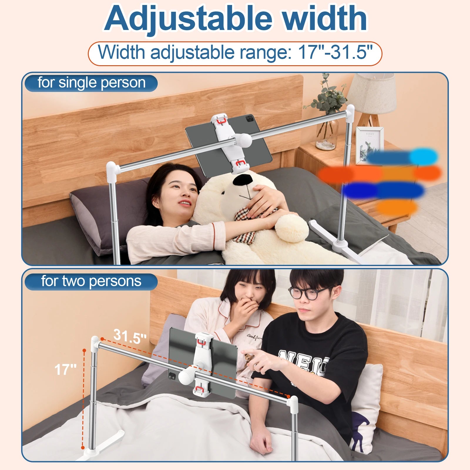 Foldable Bed & Sofa Phone & Tablet Holder – Adjustable Desktop Stand with Angle & Height, Lazy Bracket Clip