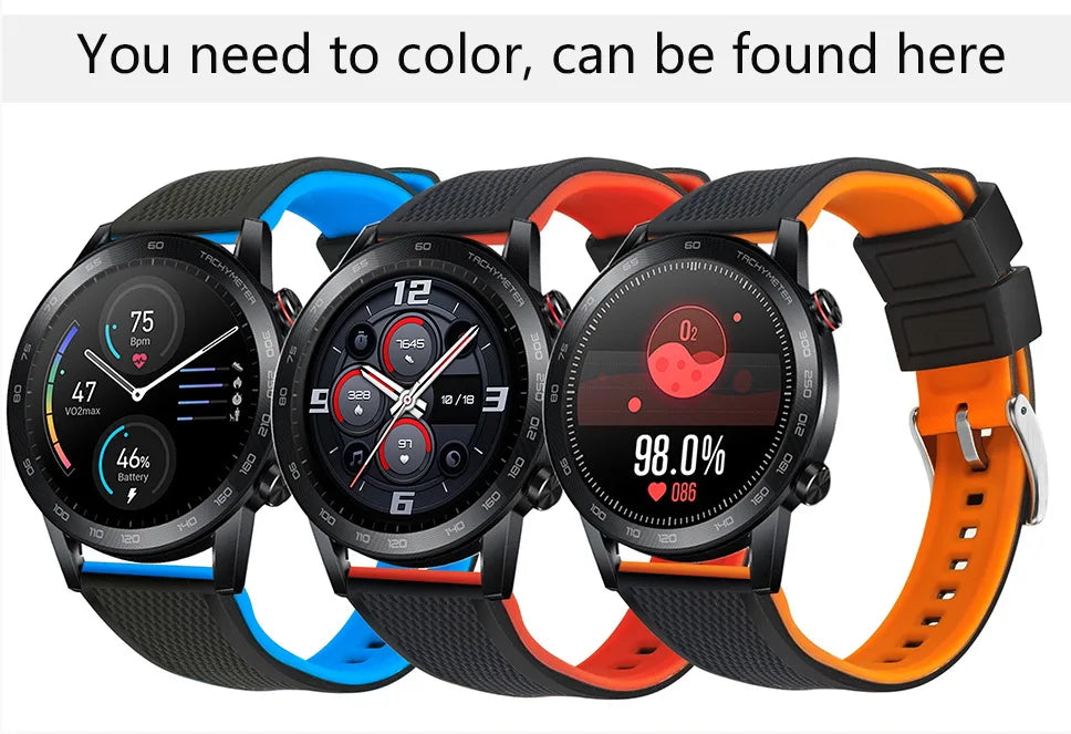 Silicone Smartwatch Bands – 18mm/20mm/22mm Quick Release Rubber Strap for Men & Women, Soft Replacement