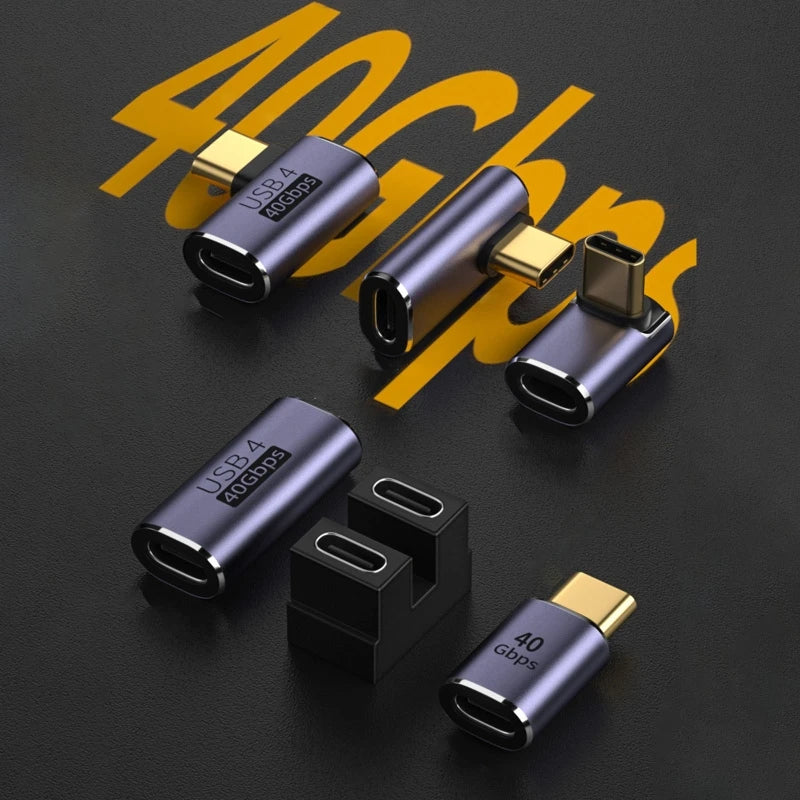 USB-C Right-Angle / U-Shape to USB-C Data & Power Adapter – 40Gbps Fast Data Transfer, Type-C to Type-C Charging Converter