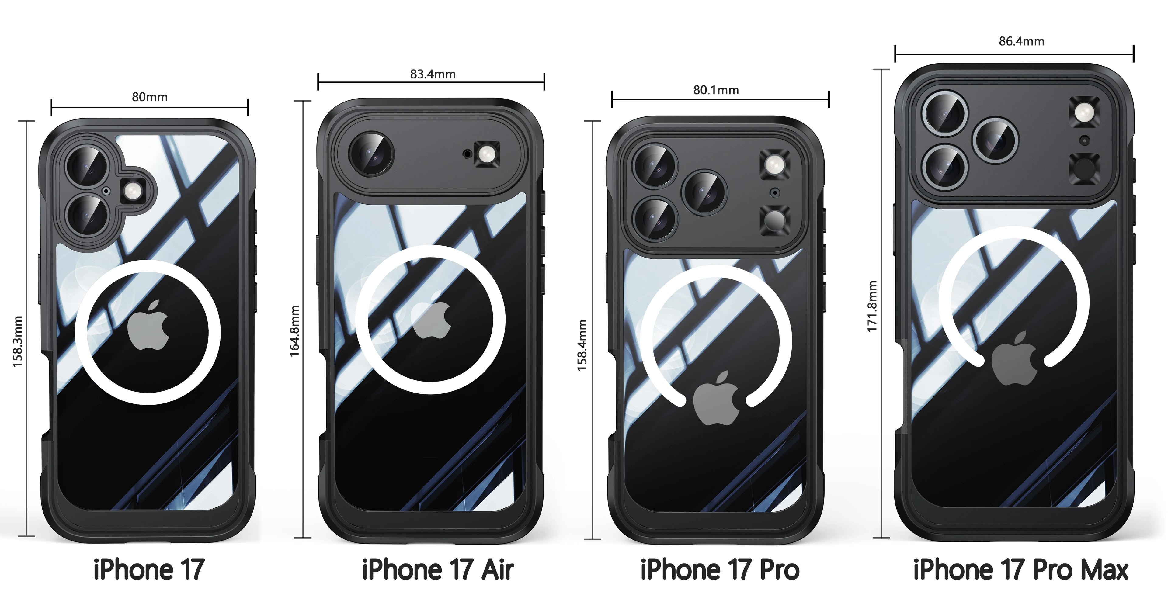 Magnetic Military-Grade Rugged Case for iPhone 17 Pro Max / 17 Pro / 17 Air — Built-In Screen Protector and Durable Body Protection