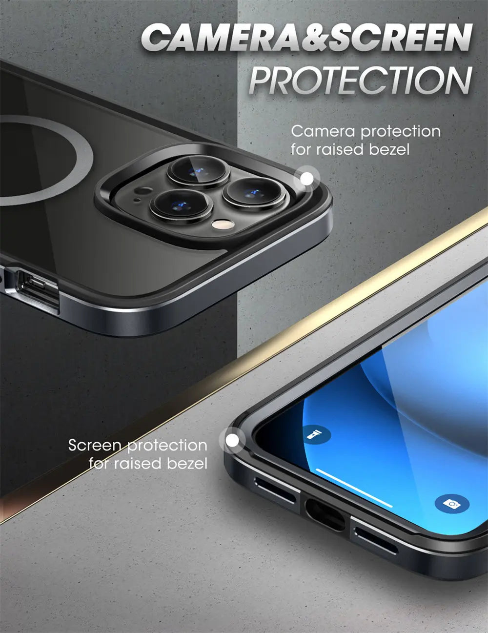 iPhone 14 Pro Case 6.1" (2022 Release) UB Edge Mag Slim Frame Clear Protective Case with Built-in Screen Protector