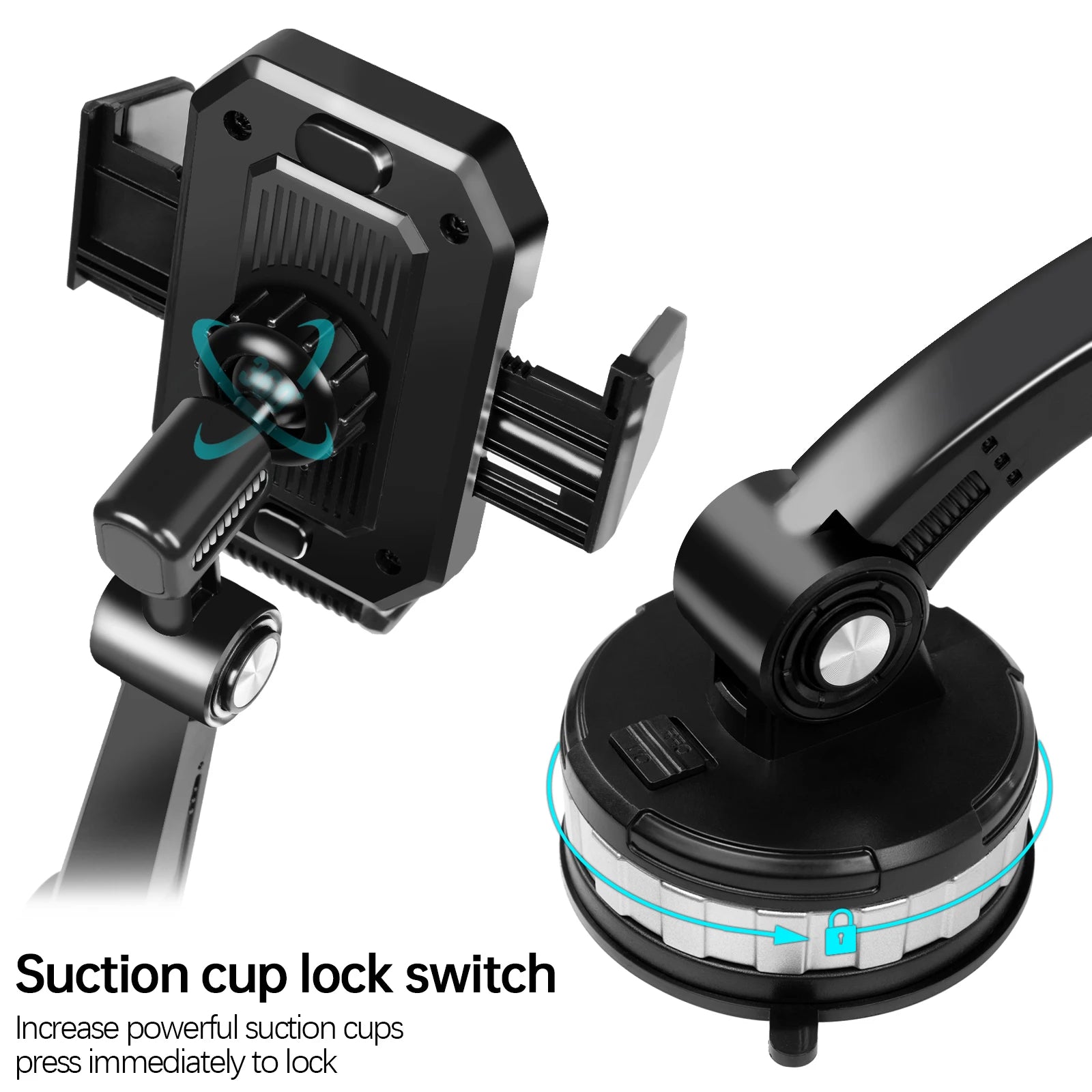 360 Rotation Universal Car Phone Mount – Windscreen Windshield Dashboard Holder for GPS Navigation, Mobile Phone Bracket, Vehicle Stand