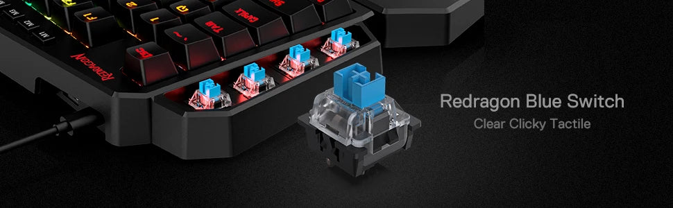 Redragon K585 DITI One-Handed RGB Mechanical Gaming Keyboard – 42 Keys, USB-C Type-C, Wrist Rest, Hot-Swappable Pro Gaming Keypad