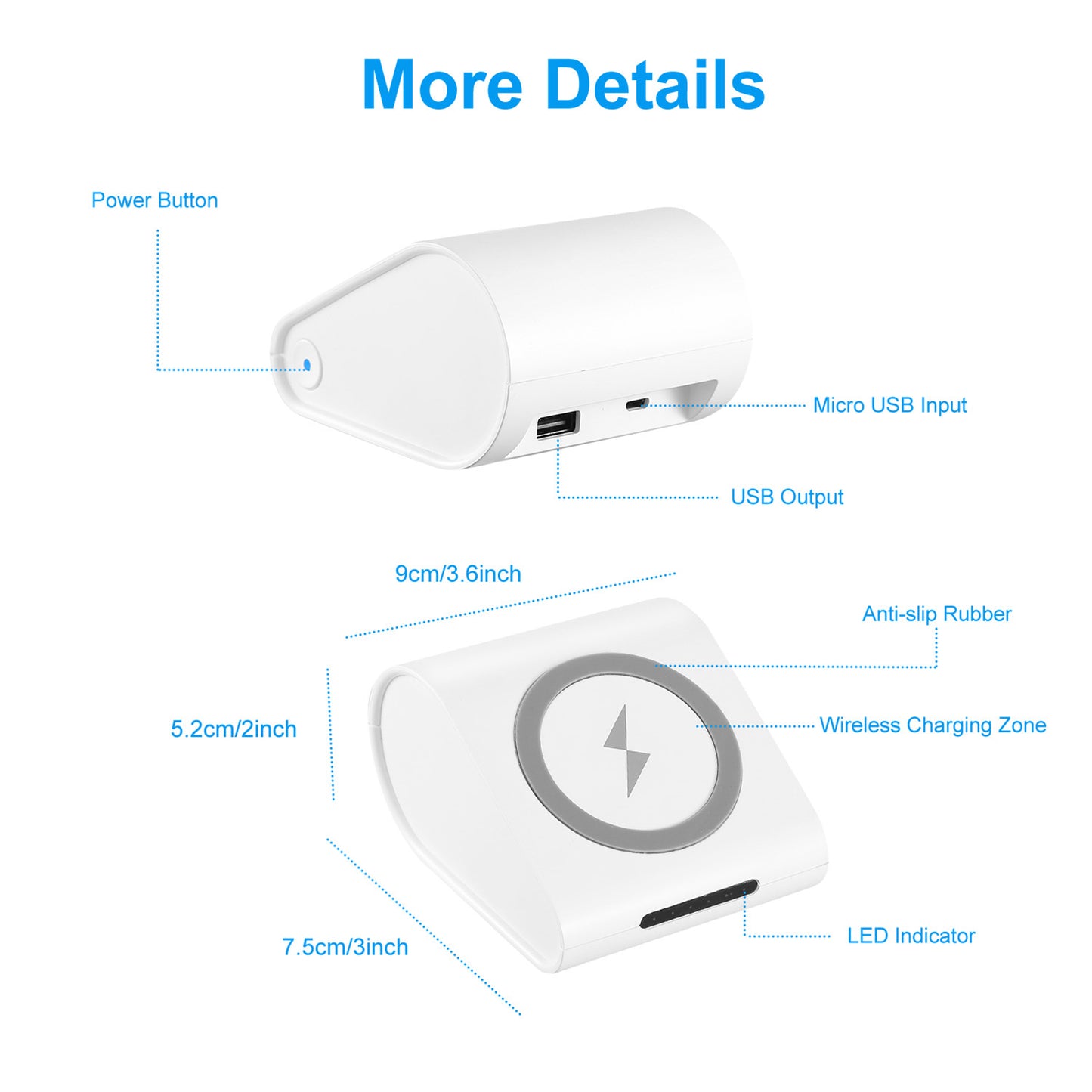 1PC 10,400mAh Qi Wireless Power Bank – Compatible with iPhone XS Max, XR, Galaxy S10, S9, Note 9