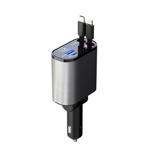 Metal 100W Super Fast Car Charger – USB & Type-C Cigarette Lighter Adapter for Rapid Charging