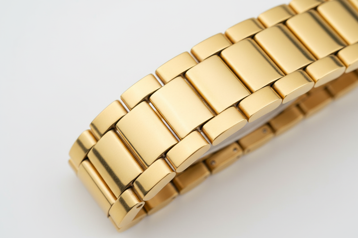 Premium Gold Stainless Steel Watch Band for Apple Watch 38-45mm — Heavy-Duty, Adjustable Metal Strap for Men, Replacement