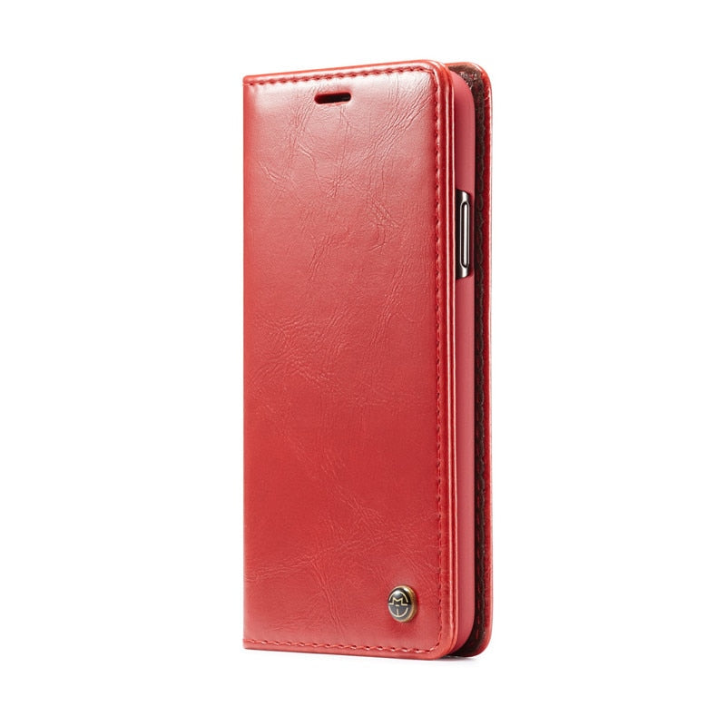 Elegant Leather Magnetic Card Holder Wallet Cover for iPhones