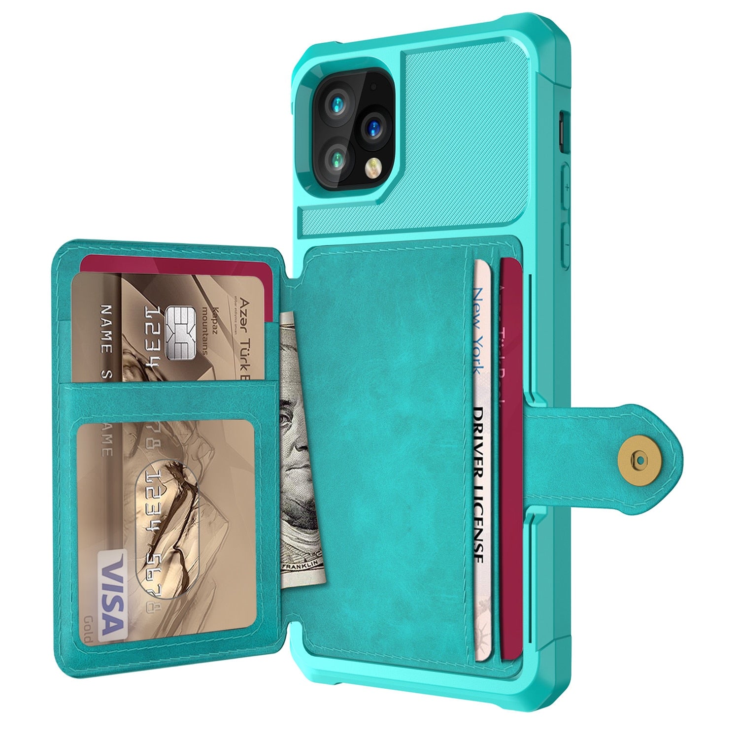 Premium Leather Wallet Cover with Buckle for iPhone serie 12 Models — Stylish Leather Folio Wallet Case