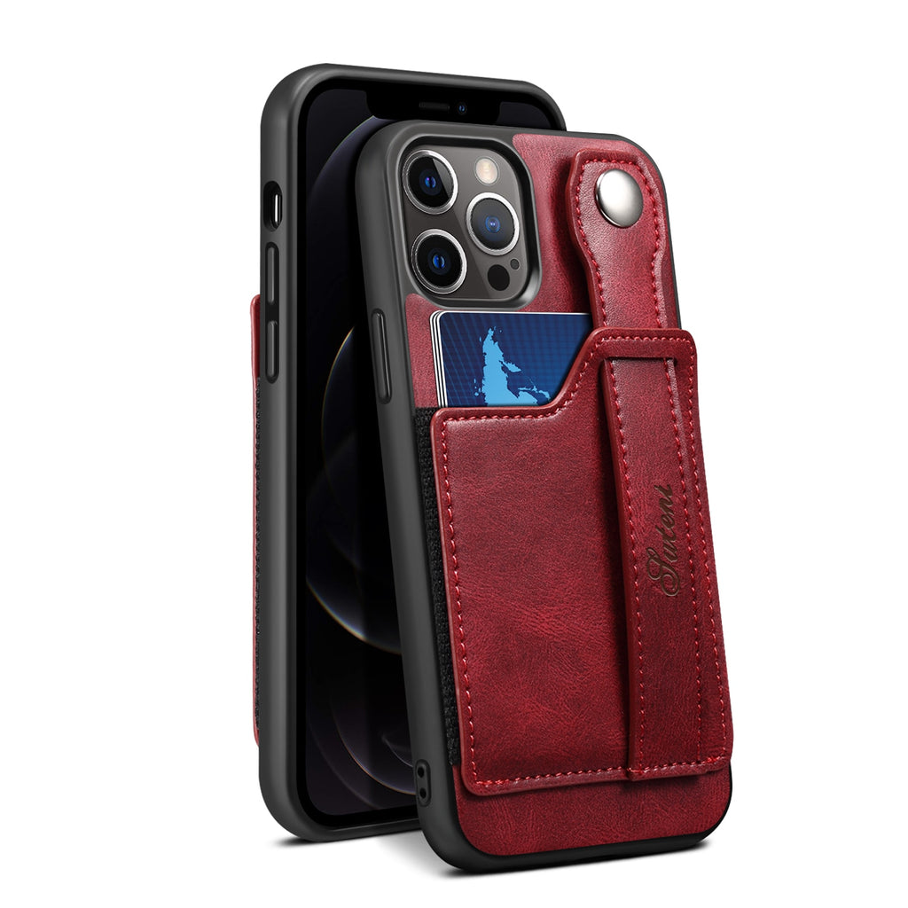 Leather Wallet flip Cover Stand Feature with Wrist Strap and Credit Cards Pocket for iPhones