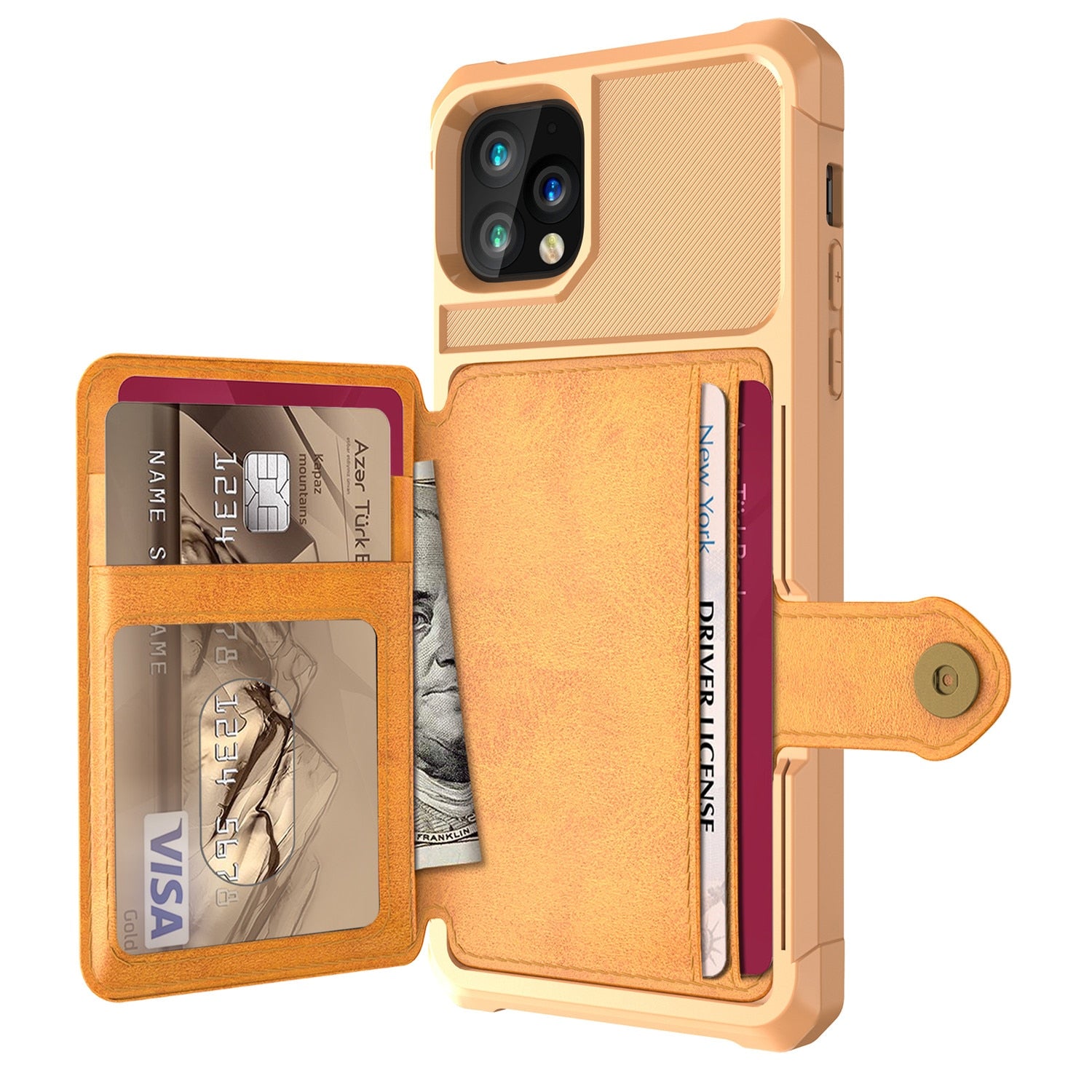 Premium Leather Wallet Cover with Buckle for iPhone serie 12 Models — Stylish Leather Folio Wallet Case