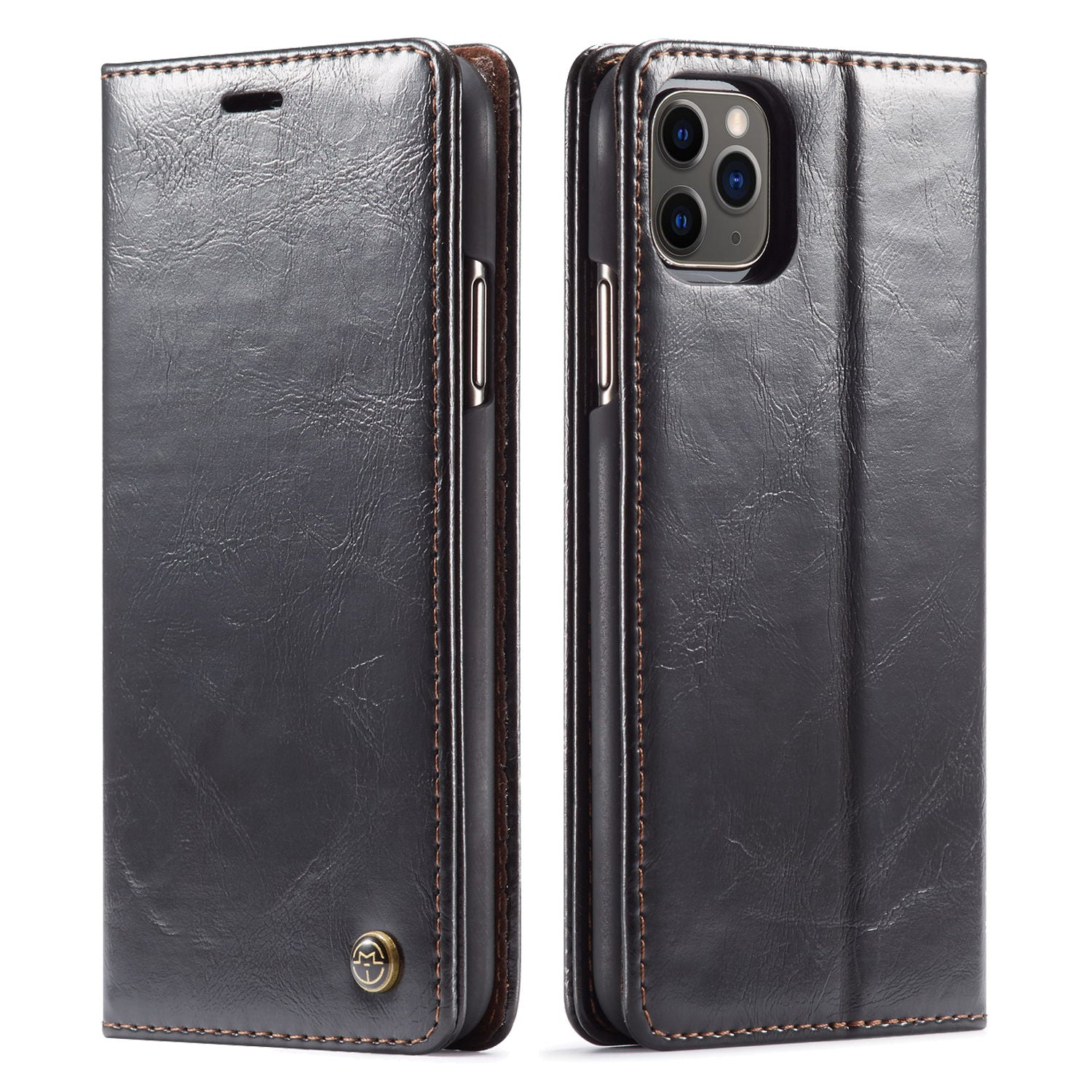 Elegant Leather Magnetic Card Holder Wallet Cover for iPhones