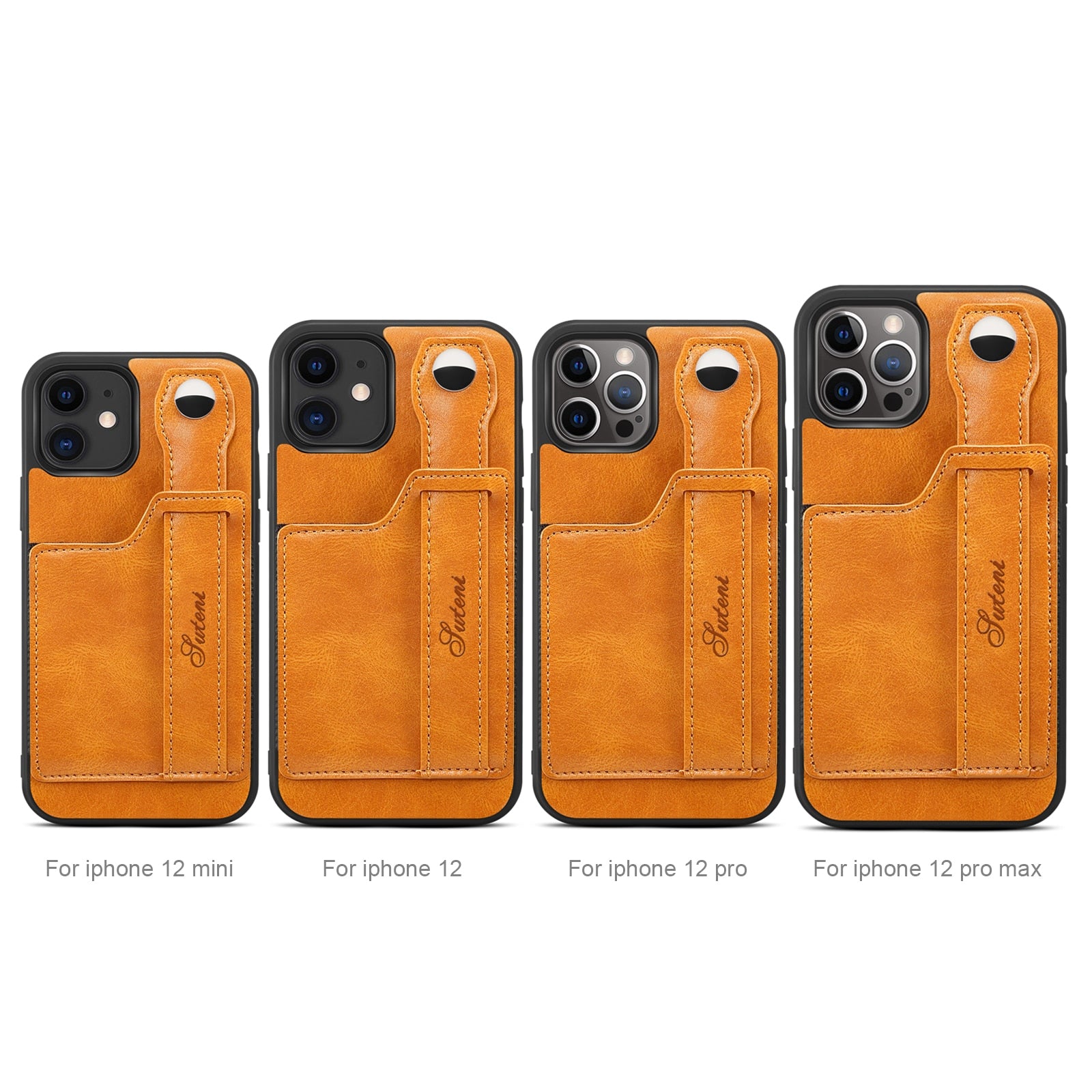Leather Wallet flip Cover Stand Feature with Wrist Strap and Credit Cards Pocket for iPhones