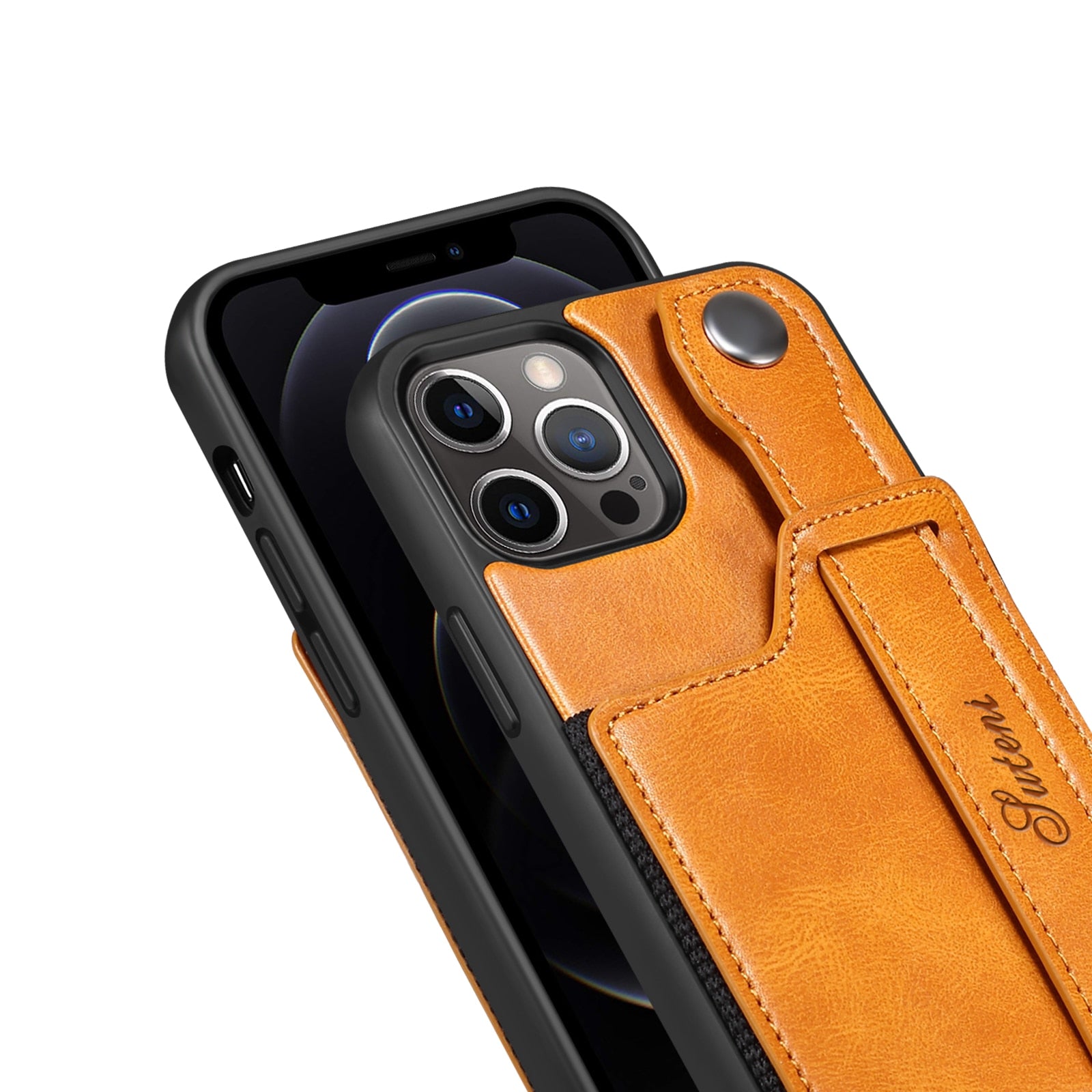 Leather Wallet flip Cover Stand Feature with Wrist Strap and Credit Cards Pocket for iPhones