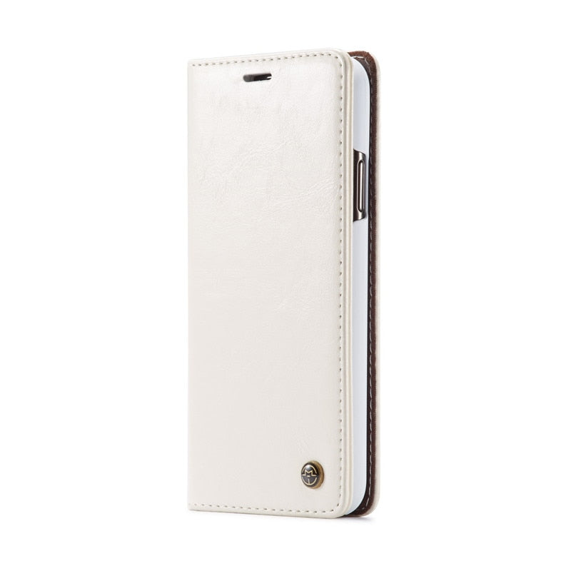Elegant Leather Magnetic Card Holder Wallet Cover for iPhones