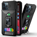 Kickstand with Slide Camera, Built-in 360 Rotate Ring Stand Magnetic Card Slot Credit Cover