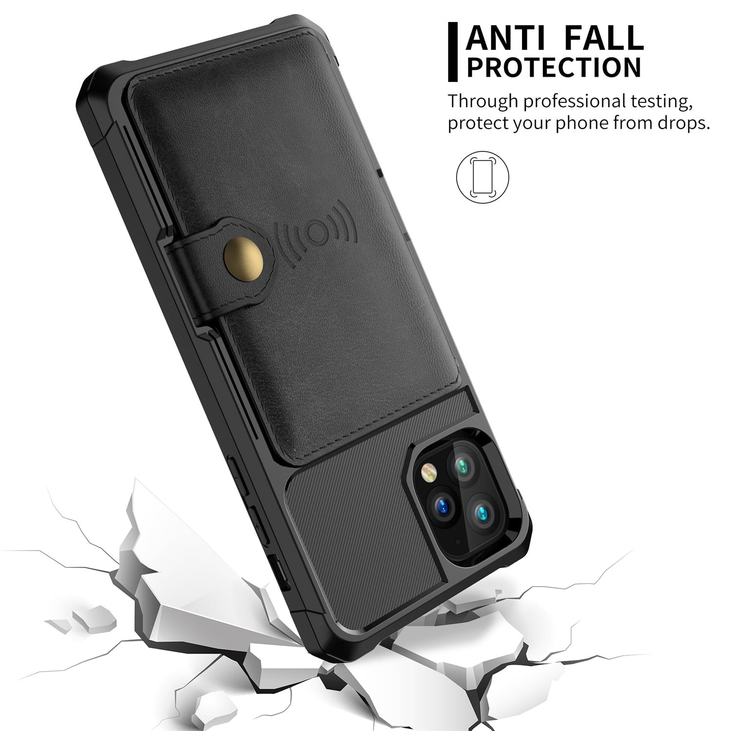 Premium Leather Wallet Cover with Buckle for iPhone serie 12 Models — Stylish Leather Folio Wallet Case