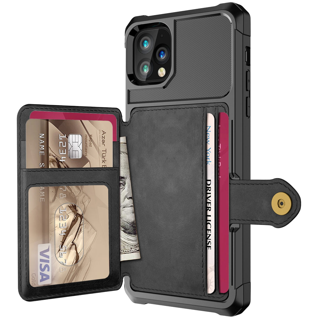 Premium Leather Wallet Cover with Buckle for iPhone serie 12 Models — Stylish Leather Folio Wallet Case
