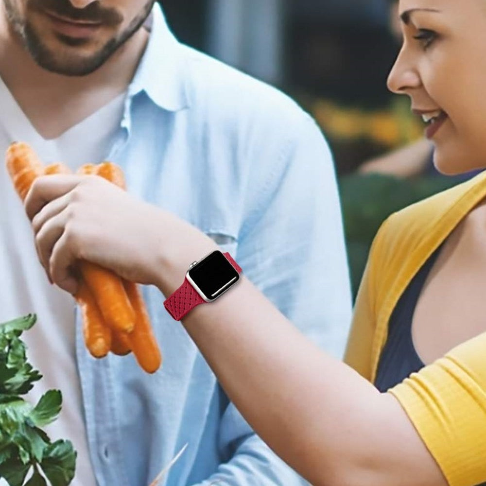 High Quality Silicone Woven Pattern iWatch Bracelet
