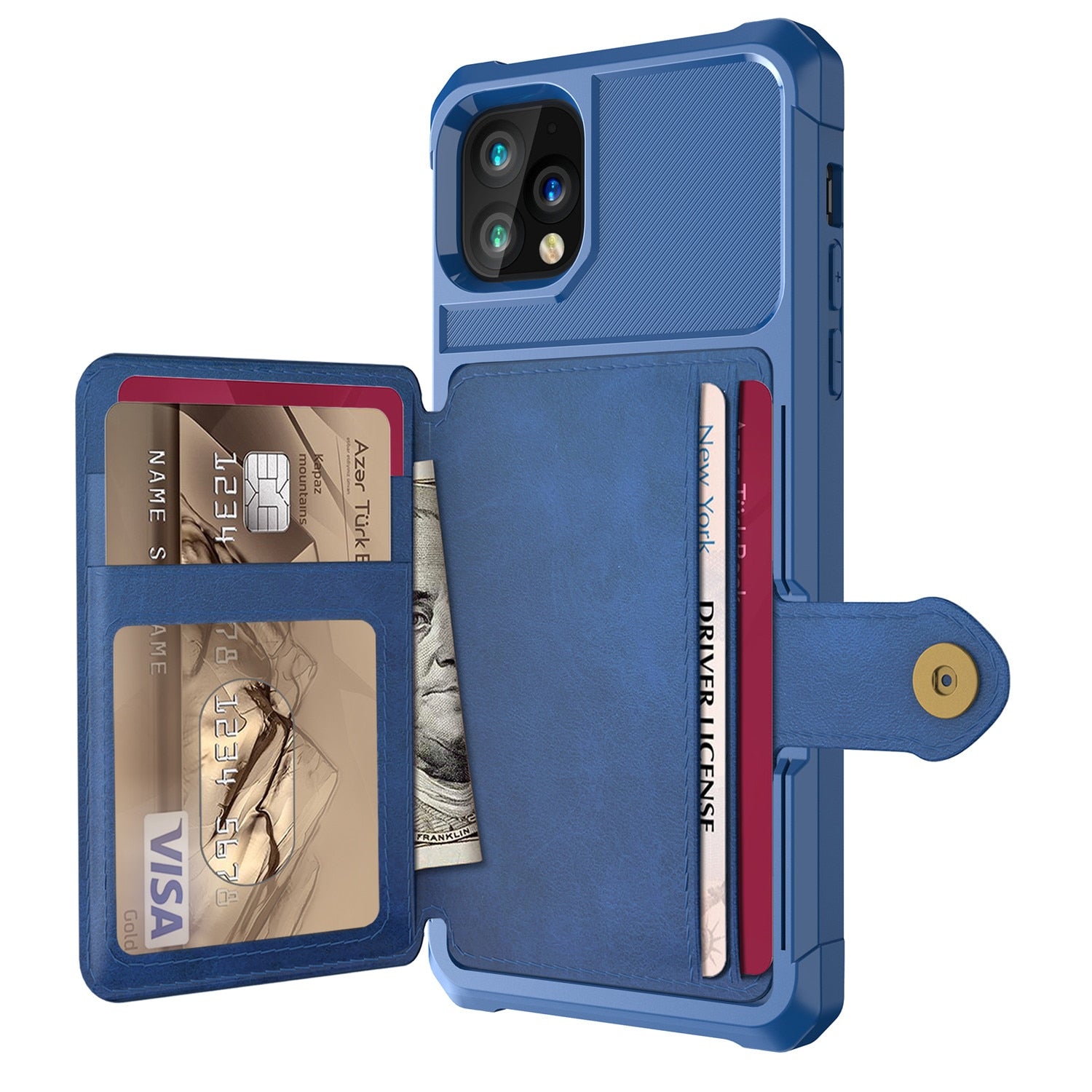 Premium Leather Wallet Cover with Buckle for iPhone serie 12 Models — Stylish Leather Folio Wallet Case