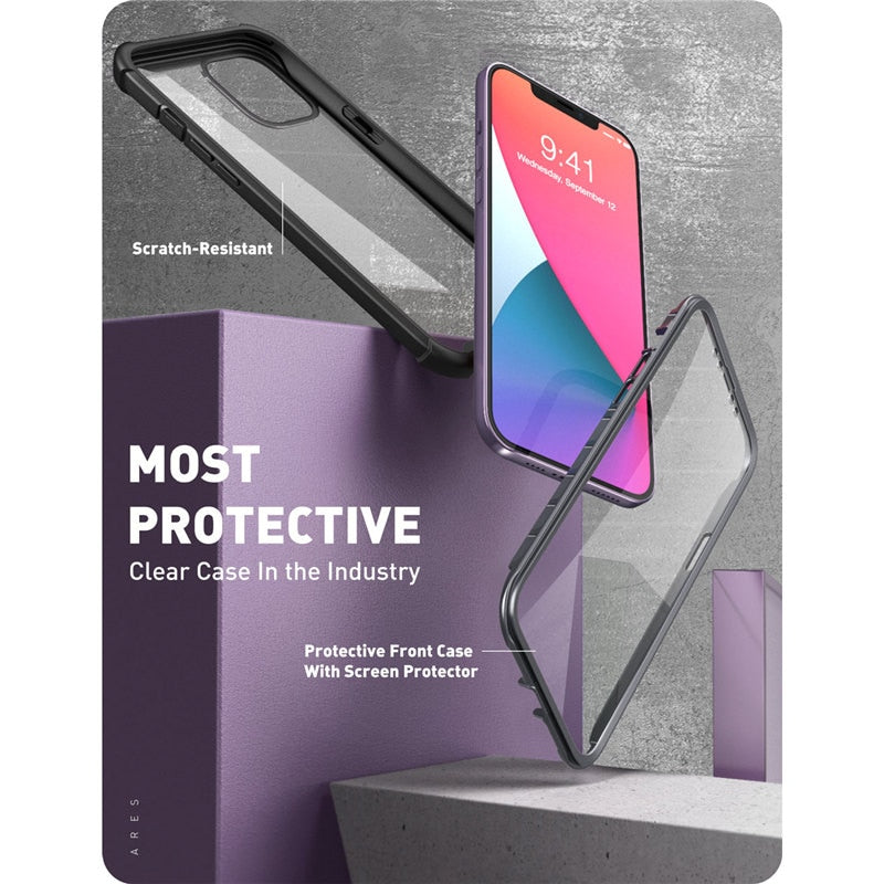 iPhone 12 Pro Max Case 6.7" Full-Body Rugged Clear Bumper Cover with Built-in Screen Protector