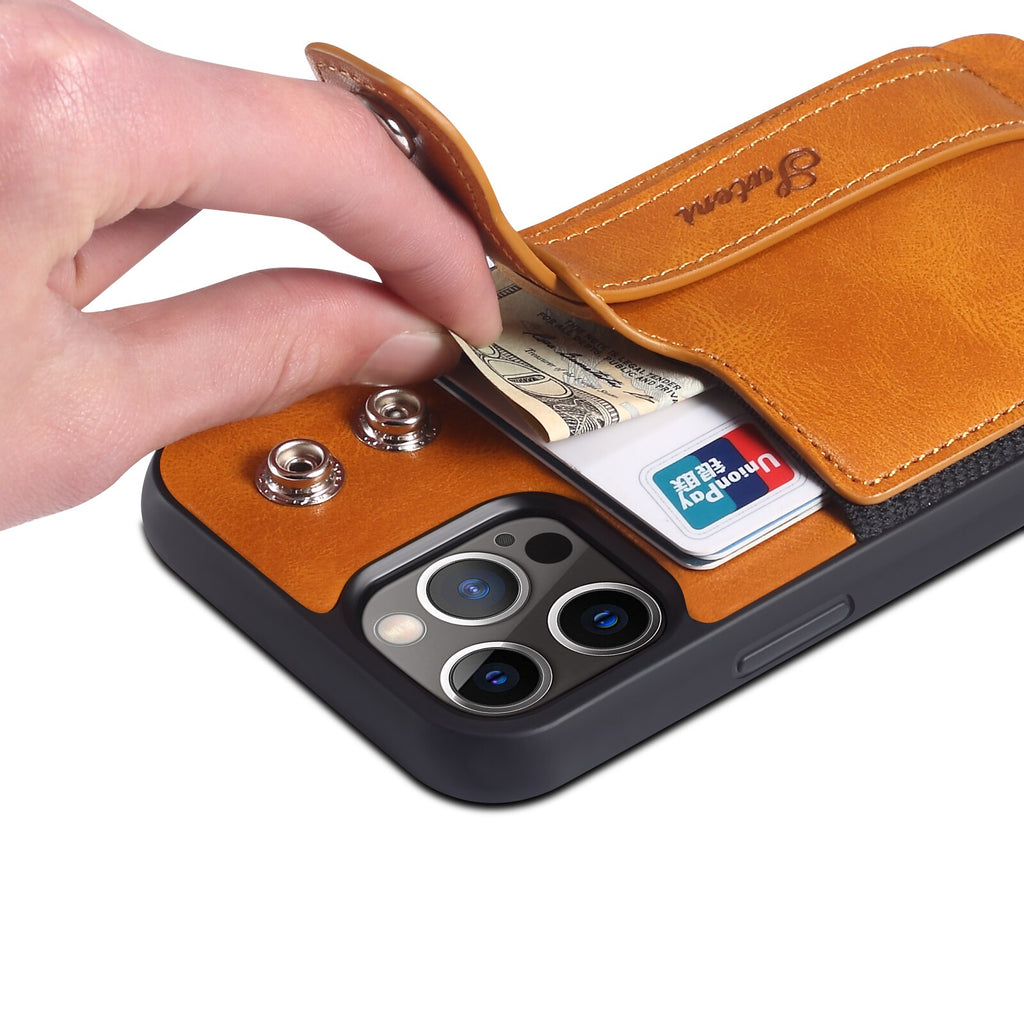 Leather Wallet flip Cover Stand Feature with Wrist Strap and Credit Cards Pocket for iPhones