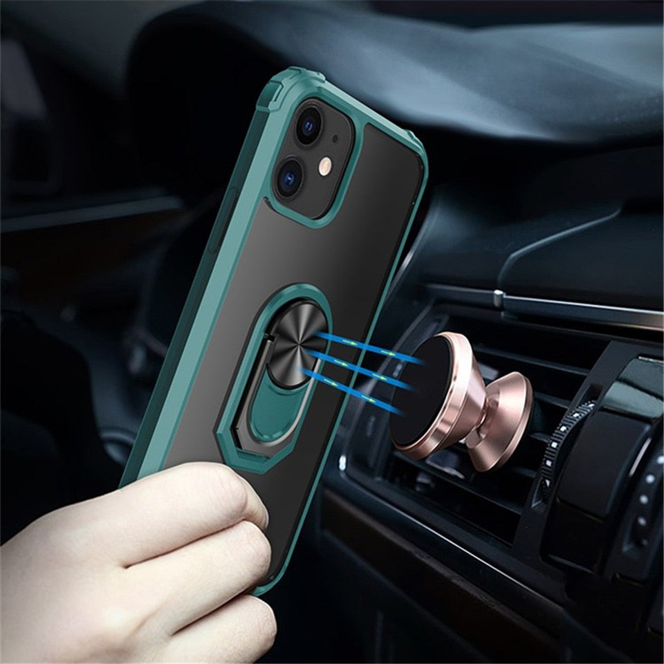 Kickstand Shell Shockproof Magnetic Ring iPhone Case