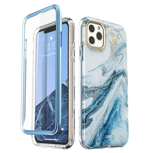 Full-Body Shinning Glitter Marble Bumper Case with Built-in Screen Protector