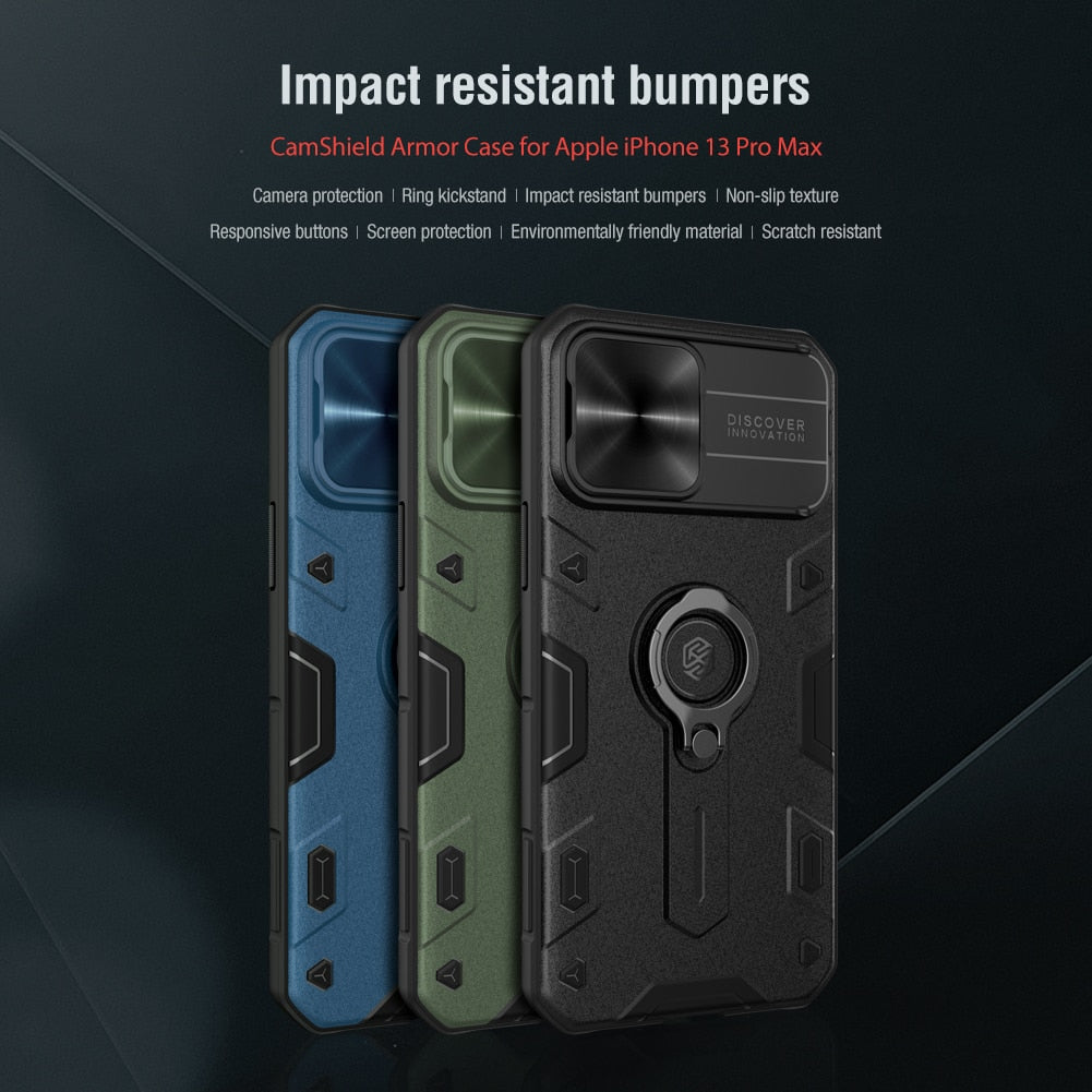 iPhone 13 All models Case with Ring stand Camera Protection Slide cover.