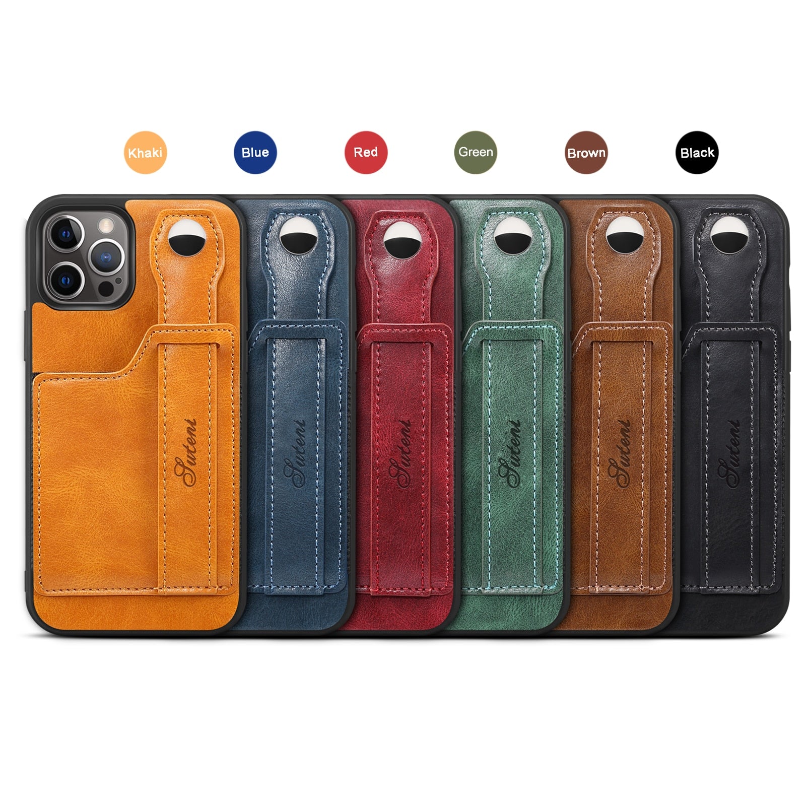 Leather Wallet flip Cover Stand Feature with Wrist Strap and Credit Cards Pocket for iPhones