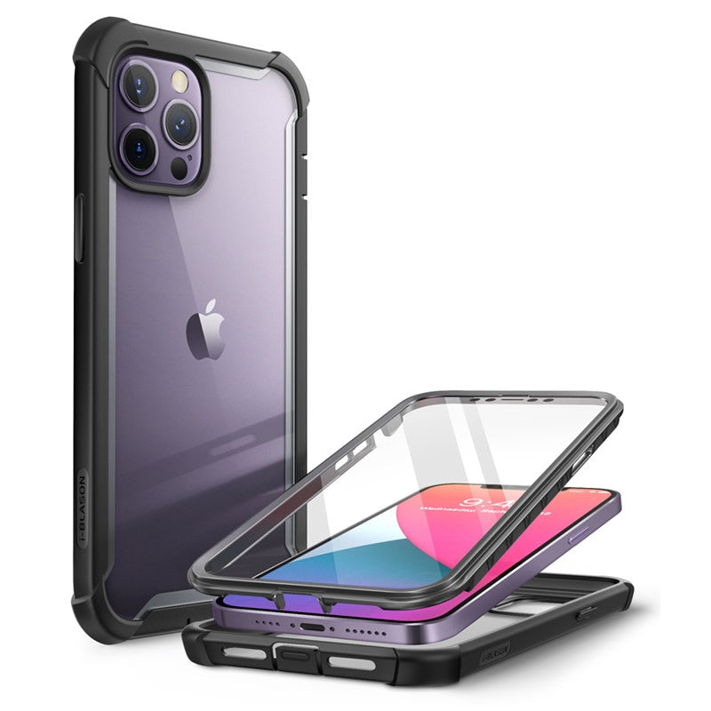 iPhone 12 Pro Max Case 6.7" Full-Body Rugged Clear Bumper Cover with Built-in Screen Protector