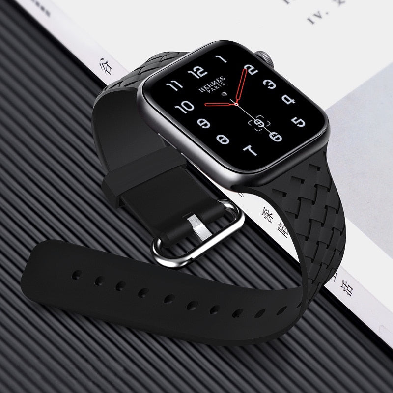 High Quality Silicone Woven Pattern iWatch Bracelet