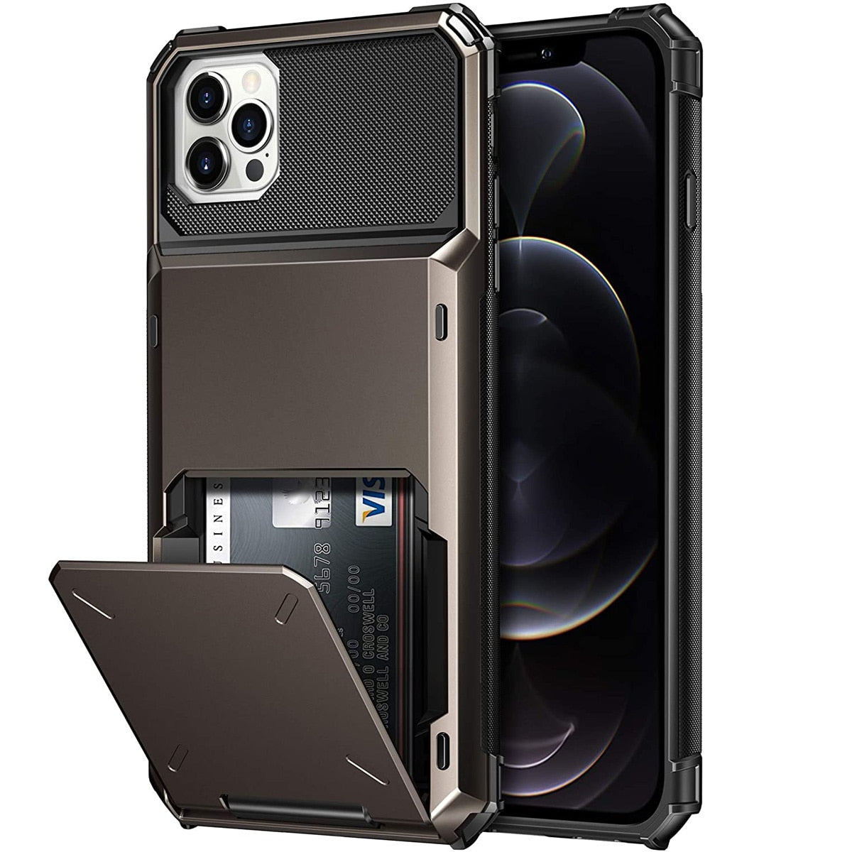 Card Slots Wallet Case Cover Slide Armor Wallet Card Slots Holder.