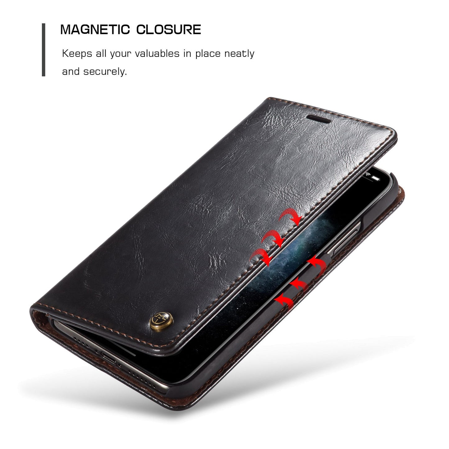 Elegant Leather Magnetic Card Holder Wallet Cover for iPhones
