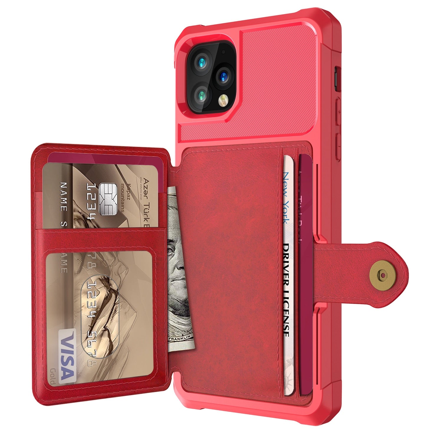 Premium Leather Wallet Cover with Buckle for iPhone serie 12 Models — Stylish Leather Folio Wallet Case