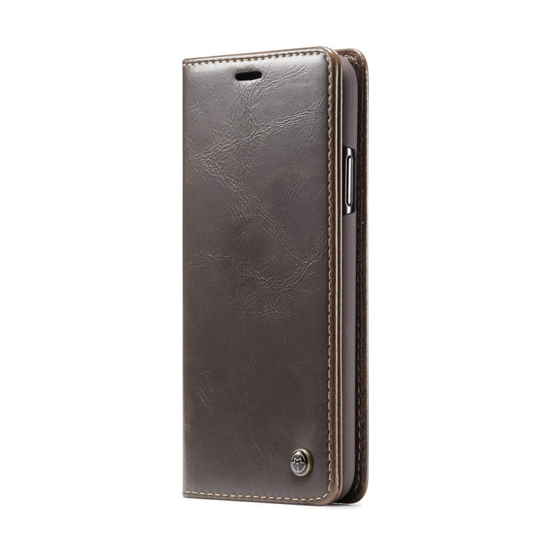 Elegant Leather Magnetic Card Holder Wallet Cover for iPhones